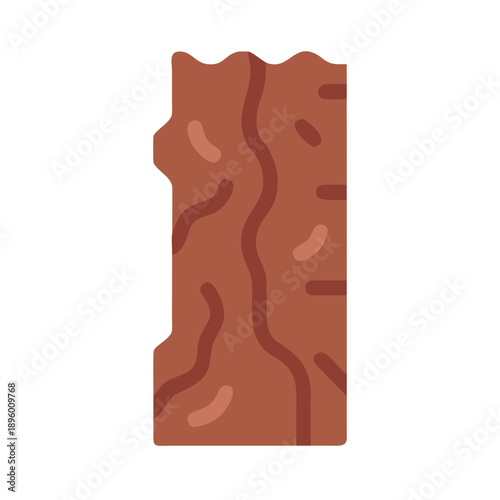 Flat vector illustration of a slice of crispy bacon