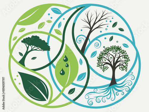 Nature's harmony and renewal isolated on transparent background, isolated on white background, Vector