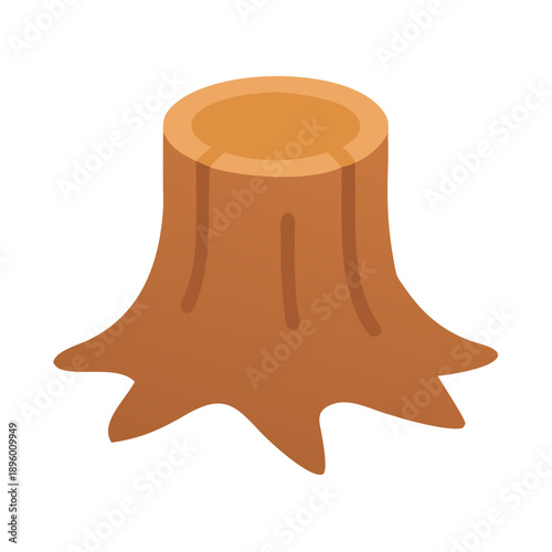 Geometric cartoon tree stump illustration on a White Background