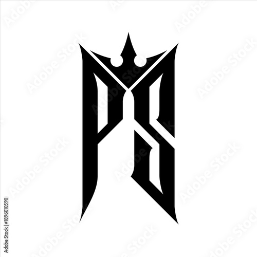 PS Elegant black logo with crown in white background
