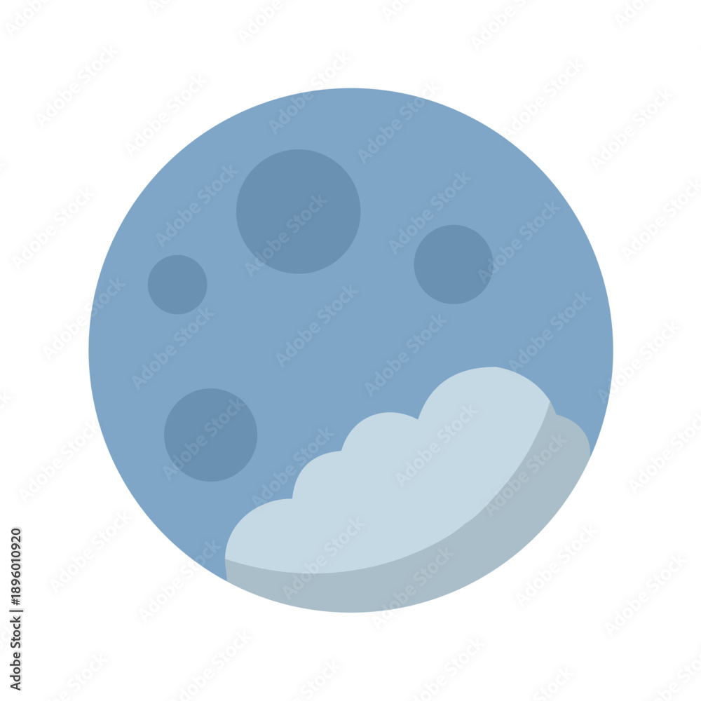 Fototapeta premium Vector moon illustration with crater details and cloud overlay