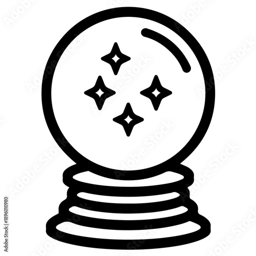 A mystical glowing crystal ball with four shining stars inside, perfect for fortune telling or magical themes