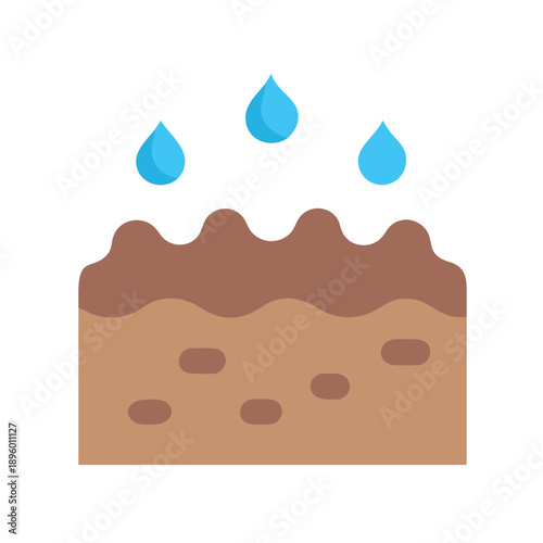 Watering Soil Illustration Symbolizing Irrigation and Ground Saturation