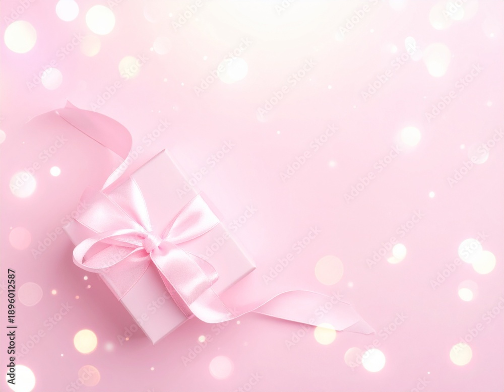 Fototapeta premium ゆめかわいいハートやパールとプレゼントのピンク系背景画像。Generated AI