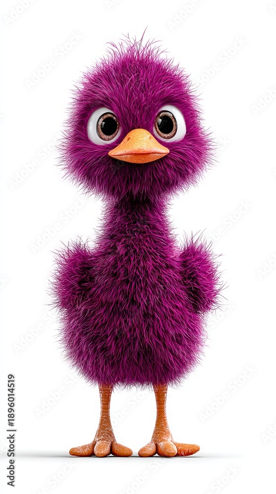 Fototapeta premium A charming, fluffy bird character featuring distinctive expressions and colors
