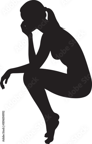 pensive woman in a state of deep contemplation or sadness