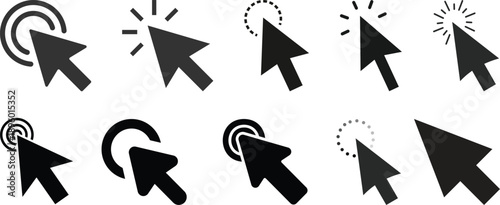 Free Download Click cursor icon collection. Set of computer mouse symbol. Arrow, hand, hourglass, mouse, zoom click icons. Computer mouse click cursor arrow and loading icons. Mouse click cursor symbol - GFXLoad