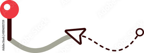 目的地へと進む矢印　カーナビ　地図アプリ　ベクターイラスト素材