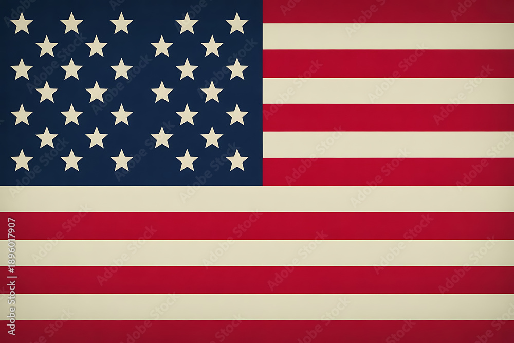 Fototapeta premium American flag waving in patriotic display with stars and stripes on textured fabric background