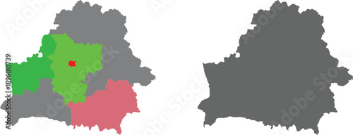 Belarus Administrative Map with Regions Highlighted Vector Illustration