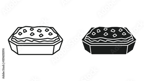 Simple black and white illustration of two pies