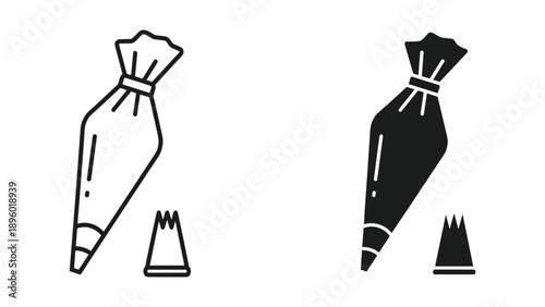 Piping bag and tip illustration for baking and decorating