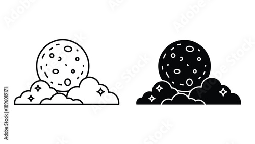 Moon rising above the cloudy sky