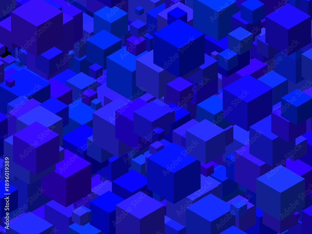 Obraz premium abstract cubes art blue on black