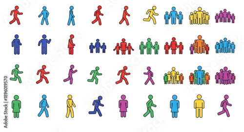 Collection of diverse human figures in various poses and colors.