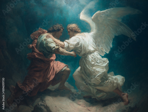 Jacob Wrestling with the Angel Classical Biblical Scene