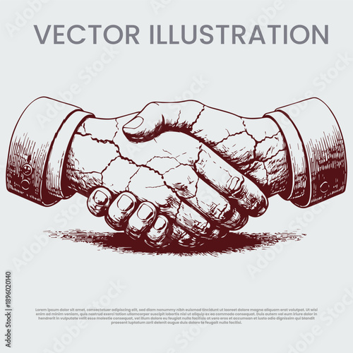 Broken Handshake Illustration Concept of Fragile Business Deals, Failed Partnership, and Breach of Trust