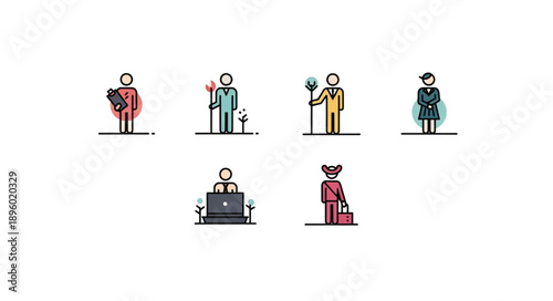 Collection of diverse professional icons representing different careers and jobs.