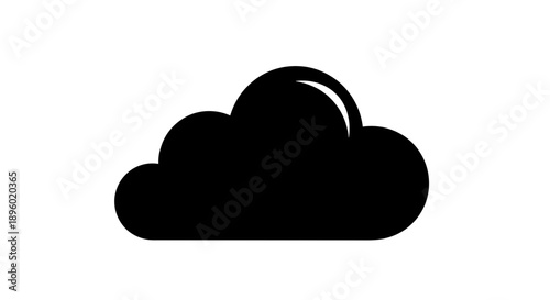 Simple Black Cloud Icon on White Background.