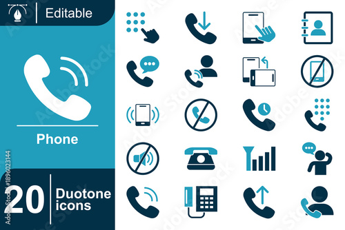 20 Duotone Icons Set of Communication and Phone Related Icons for Digital and Print Projects