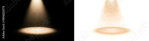 Tableau sur toile Spotlight beam of warm light shining down onto a surface, isolated on transparen