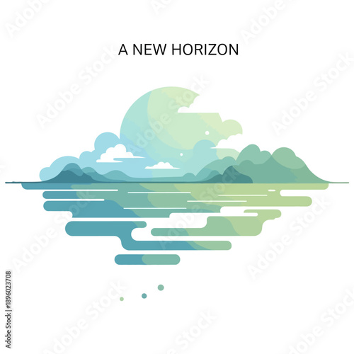 A New Horizon Tranquil Coastal Landscape with Mountains and Ocean under a Serene Sky