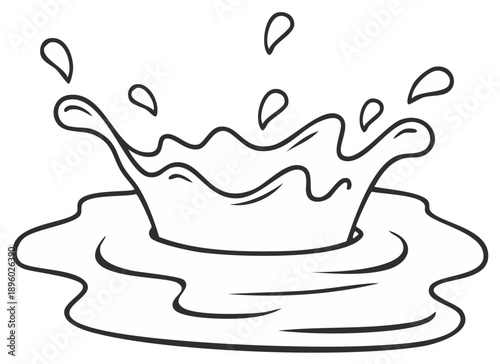 Dynamic Water Splash and Droplets in Outline Style