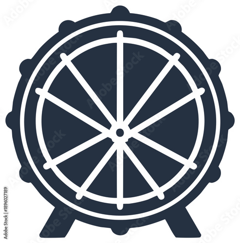 Raffle drum and lottery wheel icon for prize drawings and games of chance