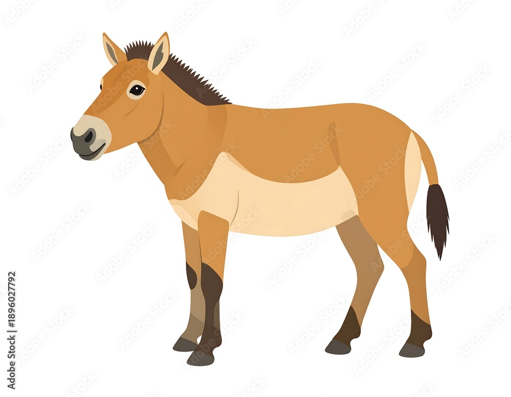 Fototapeta premium A stylized illustration of a tan horse-like animal with a dark mane and tail