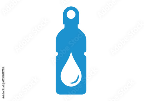 Minimalist blue water bottle icon featuring a white water droplet symbol