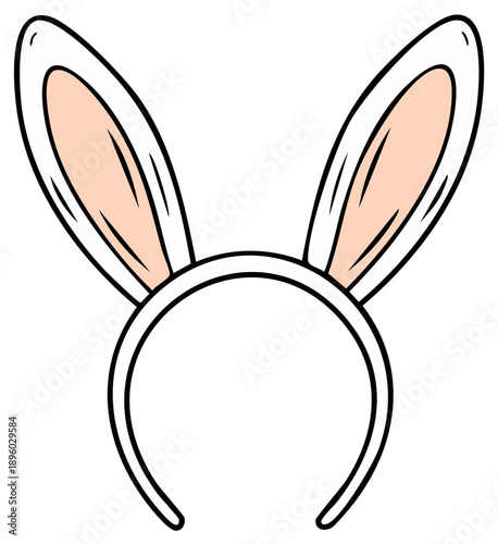 Bunny ears headband with white fur and pink inner ear, simple Easter costume prop for holidays or party dressup