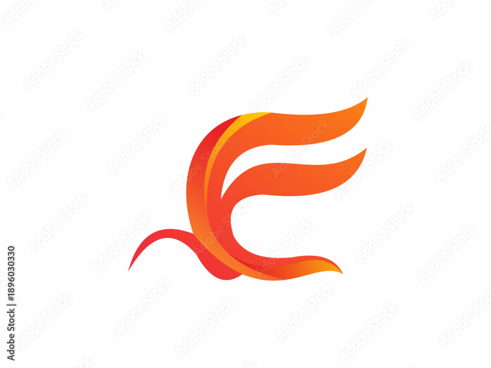 Fototapeta premium Modern Abstract Letter E Fire Flame Logo Design