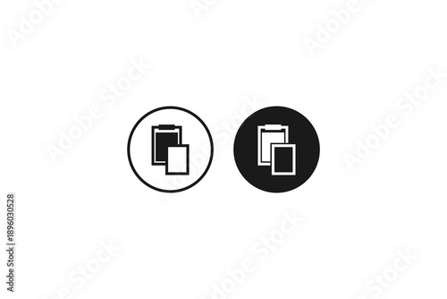 solid and outline icon of clipboard paste