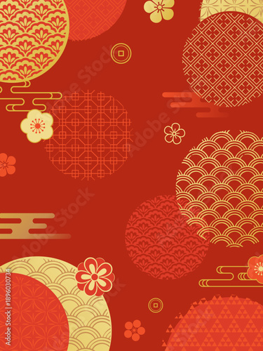 春節をイメージした中国の伝統柄背景