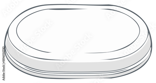 Hand-drawn illustration of a white plate with outline