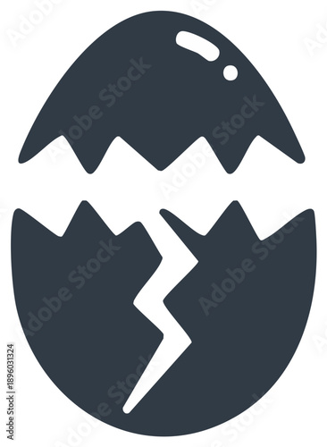 Cracked Eggshell Icon Symbolizing New Beginnings or Breaking Free