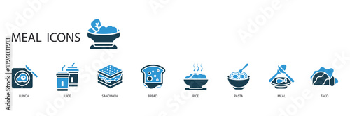 meal icons set outline and Flat Style,transparent background