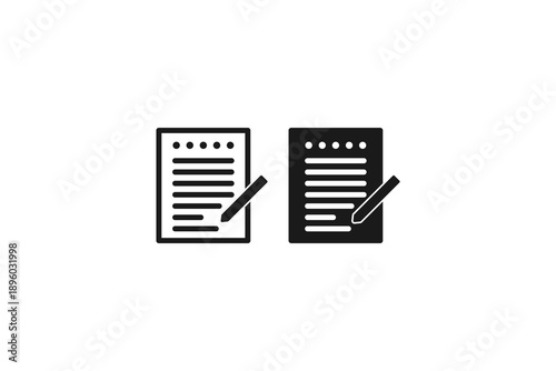 solid and outline icon of notepad writing