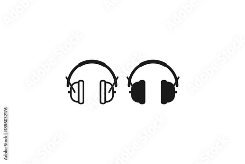 solid and outline icon of ear protection