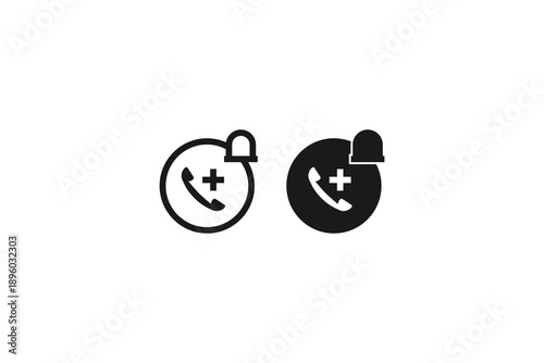 solid and outline icon of emergency call