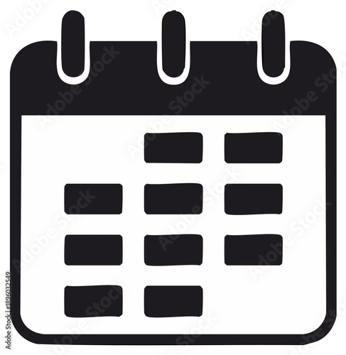 Minimalist black and white calendar icon symbol representing date and time planning