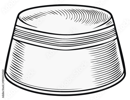 Illustration of a hat, headwear with etched or engraved style