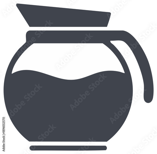 Dark grey coffee pot silhouette with liquid inside