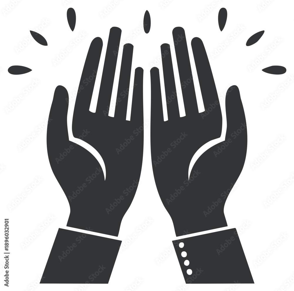 Obraz premium Two hands clapping in celebration for success and praise graphic vector icon
