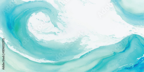 Wallpaper Mural Fluid Abstract Ocean Wave Watercolor Texture in Blue and Green Torontodigital.ca