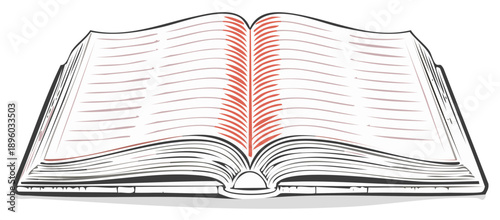 Open book illustration with pages, reading, writing concepts for adobe stock