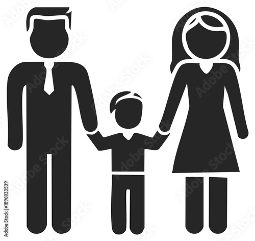 Family Graphic Illustration Father Mother Child Holding Hands Togetherness