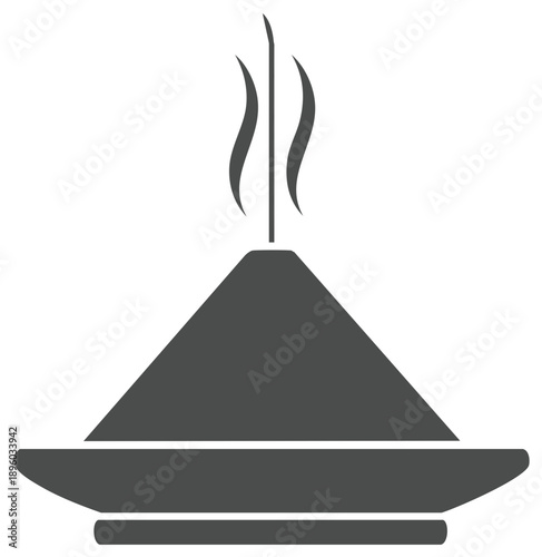 Silhouette of Steaming Food Dome on Plate: Culinary Icon for Restaurant Menus and Food Blogs