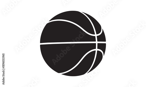 Single black basketball icon, simple vector graphic for sports.