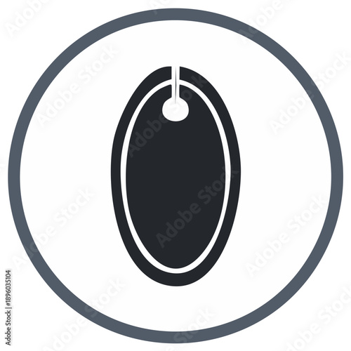 Blank oval tag icon inside a circle for price, label, or identification